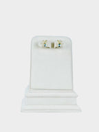 Floral Blue Crystal Drop Stud Earrings in 18K Gold Plating