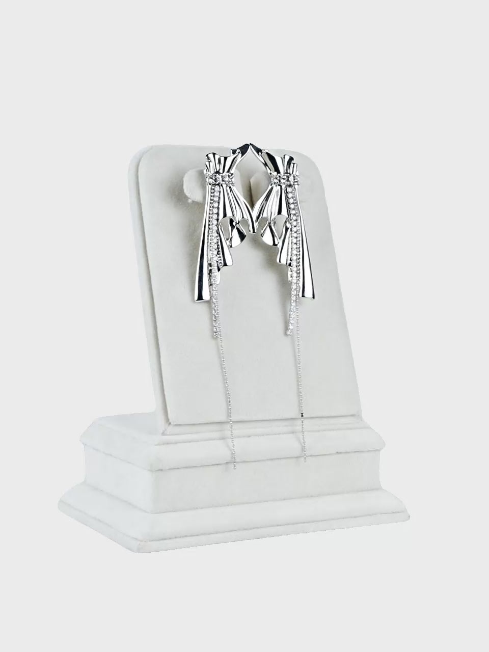 Aanura Silver Crystal Glam Earrings