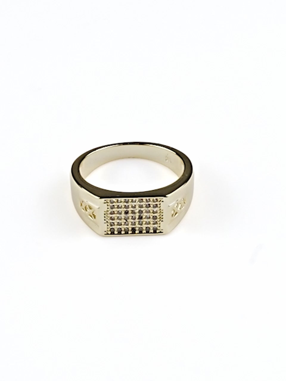 18K Gold CZ Grid Anti-Tarnish Waterproof Ring