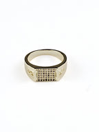 18K Gold CZ Grid Anti-Tarnish Waterproof Ring