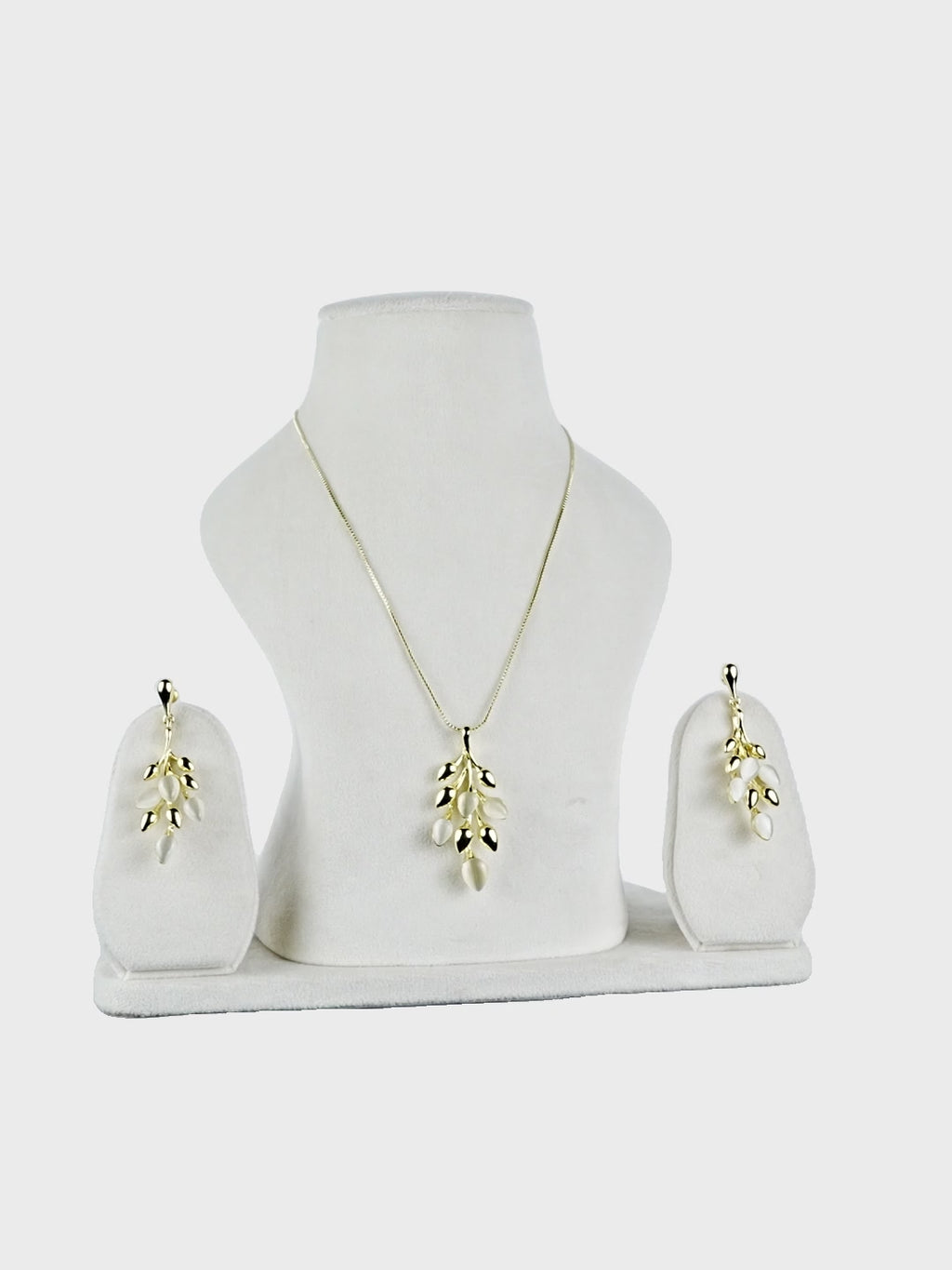 Aanura Golden Leaf Drop Necklace & Earrings Set