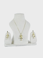 Aanura Golden Leaf Drop Necklace & Earrings Set