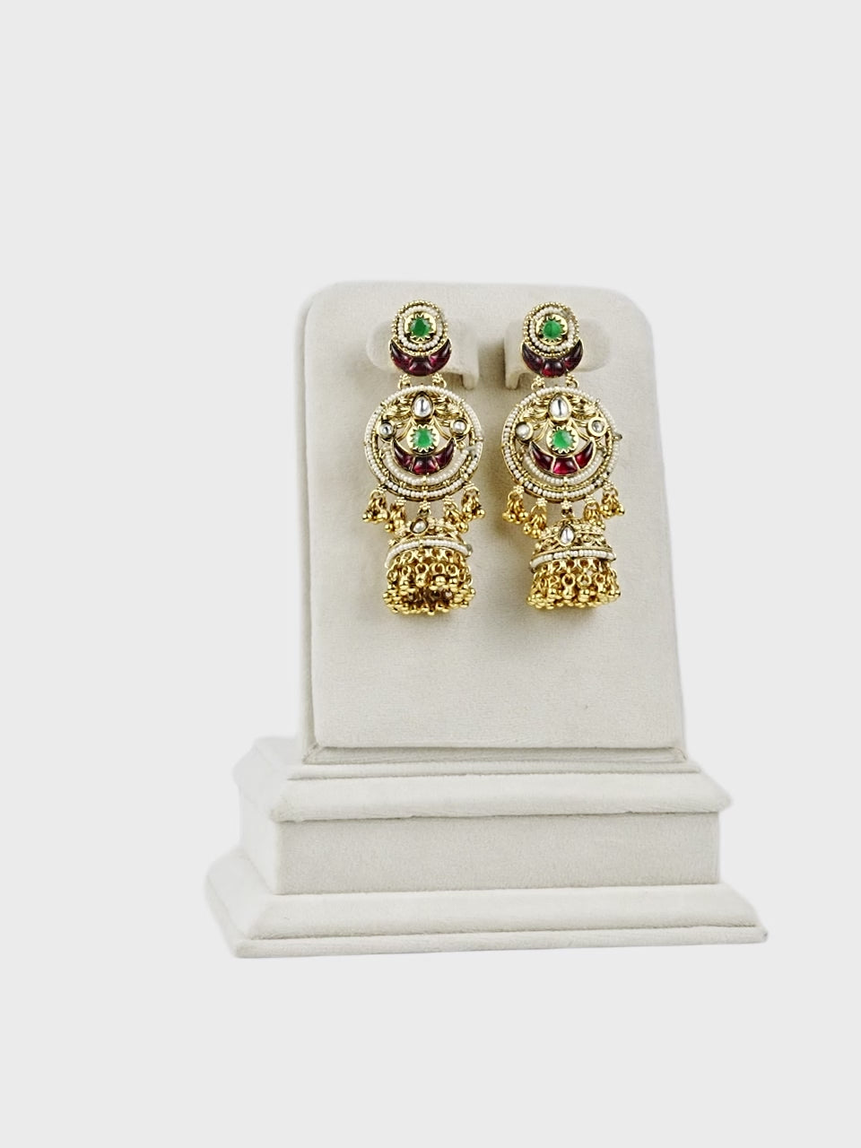 Aanura Gold-Plated Green Ruby Long Earrings