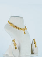 Aanura Gold Plated Ruby Grid Necklace Set