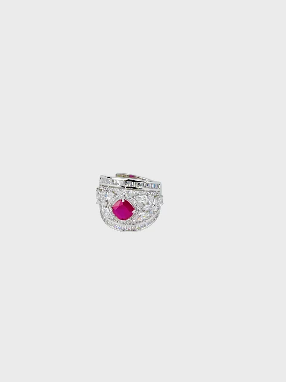 Rhodium Plated Multi Crystal Anti-Tarnish Waterproof Ring