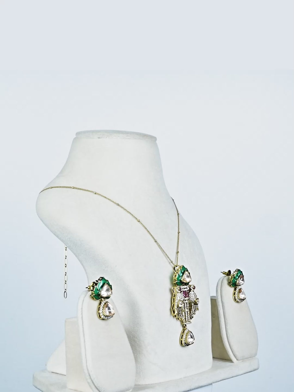 Aanura Lotus Motif Long Necklace Set with Earrings