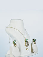 Aanura Lotus Motif Long Necklace Set with Earrings