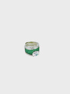 Rhodium Plated Emerald Pavé Anti-Tarnish Waterproof Ring