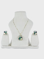 Aanura Pastel Green Peach Rectangular Necklace & Earrings