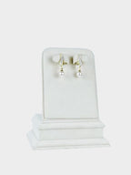 Curved Pearl Dangle Earrings with CZ Detail in 18K Gold Plating