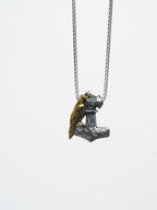 18K Gold & Silver Rhodium-Plated Raven Hammer Waterproof Stainless Steel Chain