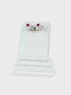Aanura Red Gemstone Floral Halo Stud Earrings