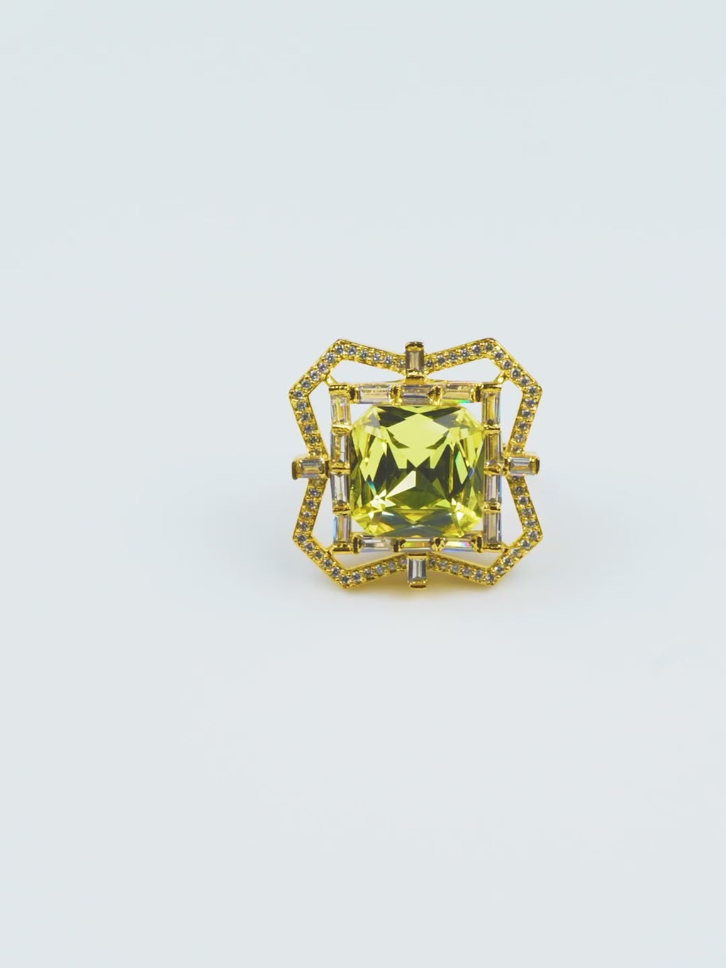 18K Gold Plated Pink Geometric Anti-Tarnish Waterproof Ring