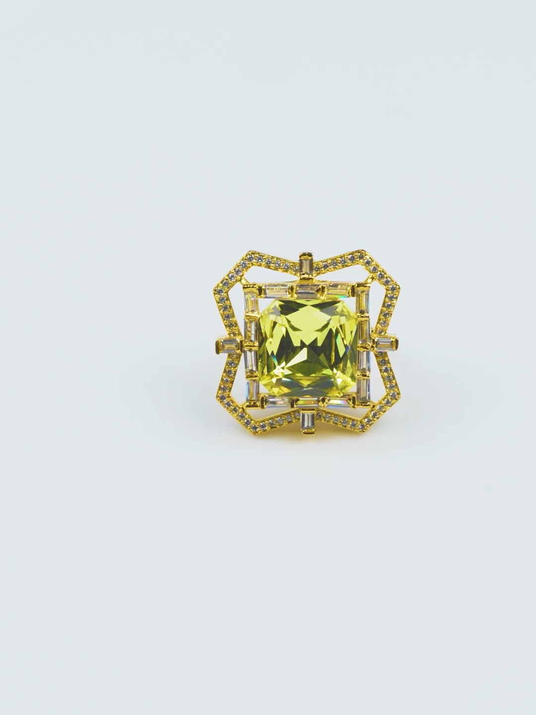18K Gold Plated Pink Geometric Anti-Tarnish Waterproof Ring