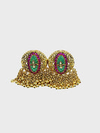 Aanura Gold-Plated Green Ruby Tassel Rings