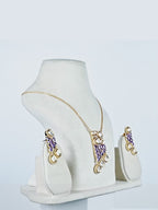Aanura Ruby & Kundan Long Pendant Necklace Set with Earrings