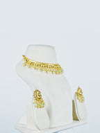 Aanura Gold-Plated Pearl & Green Stone Choker Set