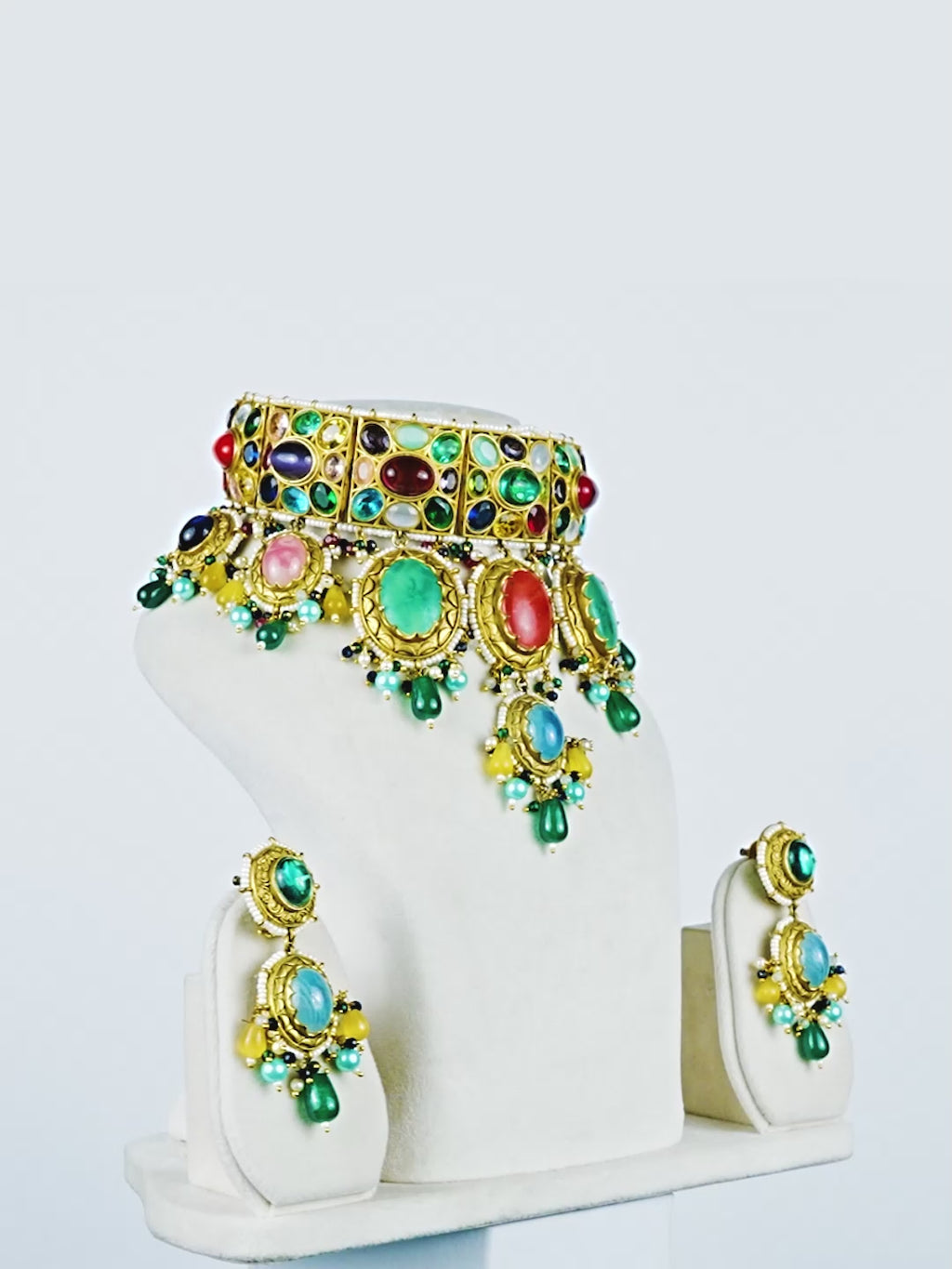 Aanura Multi-Colour Stone Choker Necklace Set