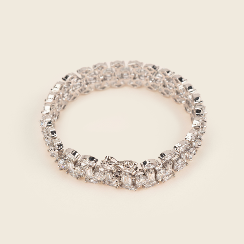 Aanura Radiant Diamond Silver Bracelet