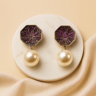 Aanura Hexagon Pearl Drop Earrings